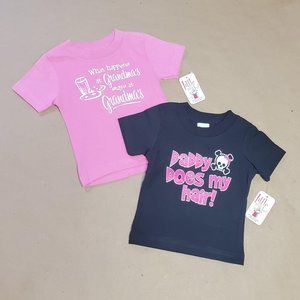 Little Teez T-Shirts 2 Pack Size 18M Pink/Black